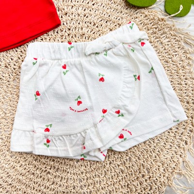Conj. Blusa Enjoy the Day e Short Flores de Corações - Vermelho
